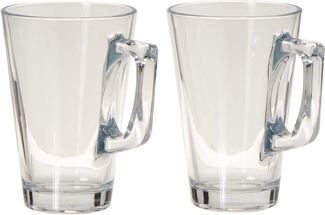 Pasabahce, 2-er Set Vela Style 55201 Tee oder Kaffee Glastasse mit Henkel, ca. 250 ml Fassungsvermögen