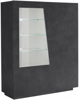 Dmora Anzeigefenster Ask, Sideboard mit Glastür, Mehrzweck-Wohnzimmermöbel mit LED-Licht, 100 % Made in Italy, 120 x 43 x 146 cm, Schiefer,
