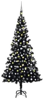 vidaXL Künstlicher Weihnachtsbaum Beleuchtung & Kugeln Schwarz 210 cm 3077677