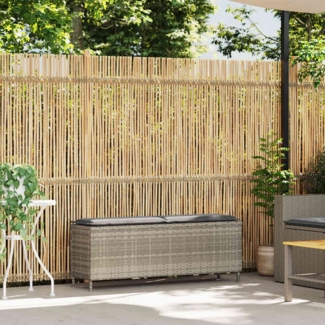 vidaXL Gartenbank mit Kissen Hellgrau 110x30x40,5 cm Poly Rattan 4104159