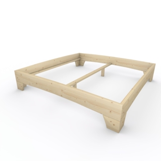 Holzbett (Fichte) "Rosi" 200 x 200 cm 38 cm ohne Kopfteil Massivholzbett Bett