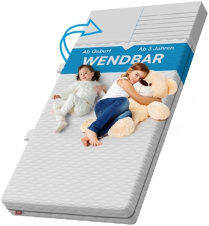 Bellabino 'Twist' Baby- und Kindermatratze 120x200 cm, Höhe 15 cm, Härtegrad H1/H2, wendbare 7-Zonen Kaltschaummatratze, abnehmbarer Bezug, Matratze für Kinder ab Geburt bis 13 Jahren