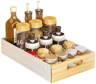 GarveeMore Küchenorganizer-Set Schrank Ausziehbare Schublade Carbon Stahl Ausziehbare Regale Ausziehb, 40.5 x 8 x 25/30/35/40cm Ausziehbare Regale Schrank Bottom-Mounted
