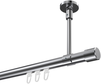 Innenlauf-Gardinenstangen-Set Sonette Santo 520 cm (geteilt in 4x130 cm), 1-läufig, 20 mm Ø Chrom