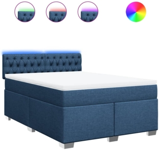 vidaXL Boxspringbett mit Matratze, Holzwerkstoff blau, 140x200 cm