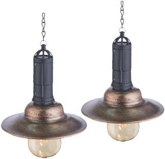 2er SET -Solarbetriebene LED Hängeleuchten Industrie Look & Shabby Chic Anstrich