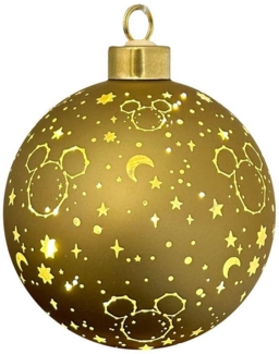 Christmas Inspirations Mickey Mouse Weihnachtskugel 10 cm beleuchtet – Ornament Glaskugel mit LED warmweiß Disney Sterne Kugel – Offiziell lizenziert, batteriebetriebene Weihnachtsdeko & Sammlerfigur