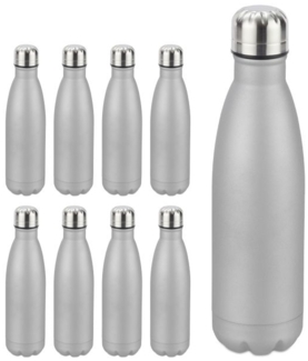 9 x Trinkflasche Edelstahl silber