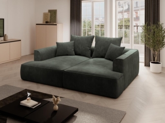 Vente-unique - Sofa 3-Sitzer - tiefe Komfortsitzfläche - Cord - Grün - PINETA