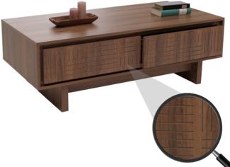 Couchtisch HWC-O33, Sofatisch Wohnzimmertisch Beistelltisch, 2 Schubladen 2 Fächer, Melamin 40x120x60cm ~ braun