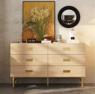 FUFU&GAGA Kommode mit 6 Schubladen,Sideboard Wohnzimmer 140 cm