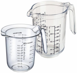 WESTMARK Messbecher Set 2tlg, Messkannen 0,5 l und 1 l, mehrsprachige Messskalen, Gerda, SAN