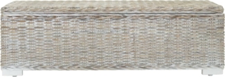vidaXL Truhe Weiß 110 cm Natur Kubu Rattan & Massivholz Mahagoni 344881