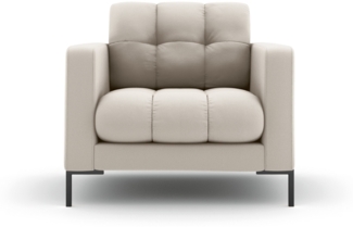 Micadoni Sessel Mamaia 1-Sitzer Strukturierter Stoff Beige Metall schwarz