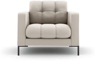 Micadoni Sessel Mamaia 1-Sitzer Strukturierter Stoff Neve Beige schwarze Beine