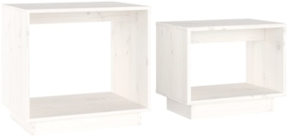Couchtische, Sofatische 2 Stk. Weiß Massivholz Kiefer
