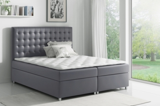 99rooms Fortuna Boxspringbett Velours 120x200 cm Dunkelgrau