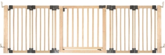 Safetots HolzMehrPanelRaumteiler, bis zu 256cm, Naturholz, 76cm Hoch, MehrPanelflexible Raumbarriere, Raumteiler mit Tür für Babys und Kleinkinder, Einfache Installation