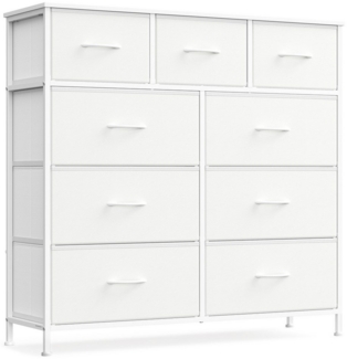 SONGMICS Kommode, Schrank, 9 Stoffschubladen, für Schlafzimmer, Flur, Wohnzimmer, weiß