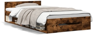 vidaXL Bettgestell mit Schublade Räuchereiche 90x190 cm Holzwerkstoff 3280787