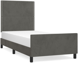 vidaXL Bettgestell mit Kopfteil Dunkelgrau 90x200 cm Samt, Härtegrad: H2 [3125673]