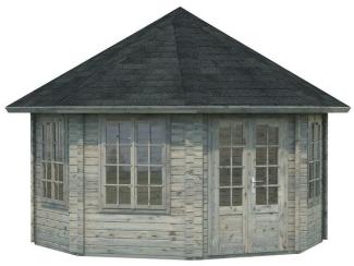 Palmako Holz Pavillon Hanna, 14,1 m², grau tauchgrundiert