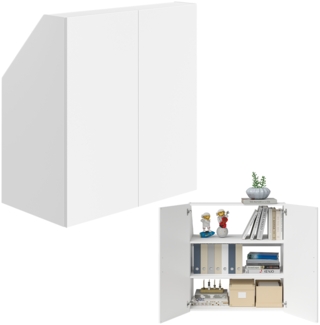 Bellamio 'Aland' Dachschrägenregal mit Türen, weiß, 100x52x90 cm, mit Push-to-open, Schrank für Dachschräge mit 3 Fächern