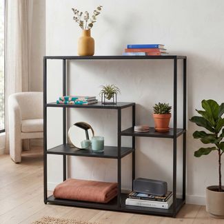 Regal HWC-P98, Wohnregal Standregal Ablageregal, Industrial Metall 80x80x30cm ~ schwarz