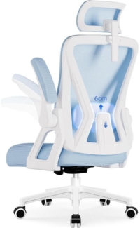 Ergonomischer Bürostuhl mit Wippfunktion und Lendenwirbelstütze, Blau