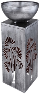 LED Solarleuchte, Pflanzenschale, Metall, antik, H 59 cm