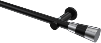 Gardinenstangen-Set Platon Tanara 140 cm, 1-läufig (ohne Ringe), 20 mm Ø Schwarz