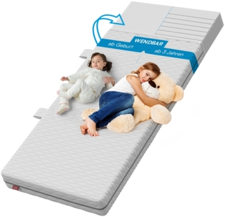 Bellabino 'Twist' Baby- und Kindermatratze 90x200 cm, Höhe 15 cm, Härtegrad H1/H2, wendbare 7-Zonen Kaltschaummatratze, abnehmbarer Bezug, Matratze für Kinder ab Geburt bis 13 Jahren