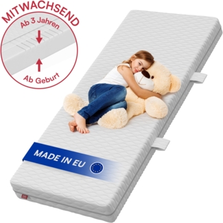 Bellabino 'Twist' Baby- und Kindermatratze 90x200 cm, Höhe 15 cm, Härtegrad H1/H2, wendbare 7-Zonen Kaltschaummatratze, abnehmbarer Bezug, ab 1,5 Jahren