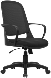 Dmora Stuhl mit Rädern Arcola, Netzarbeitsstuhl mit Armlehnen, ergonomischer Bürositz, 61x60h99/108 cm, Schwarz