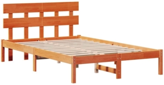 vidaXL Bettgestell mit Kopfteil Braun 120 x 200 cm Massivholz Kiefer 872166