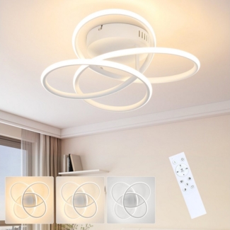 ZMH LED Deckenleuchte Wohnzimmer Metall 36CM Schmetterlingforming Dimmbar Deckenlampe, Augenschutz, Einfache Installtion, LED fest integriert, 3000-6500K, Weiß Flurlampe 44W mit Fernbedienung Schlafzimmer