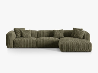 Micadoni Ecksofa Martina 3-Sitzer Kord Moßgrün Rechts