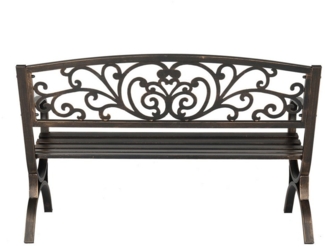 VINGLI Gartenbank Metall, Wetterfeste Sitzbank für 2-3 Sitzer, für Garten Balkon Hof