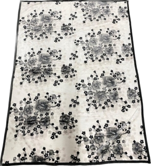 Almina Decke 160x220cm 1 Person Blumen Tagesdecke Kuscheldecke Wohndecke Fleecedecke Bettdecke Schwarz/Weiß Motiv 1