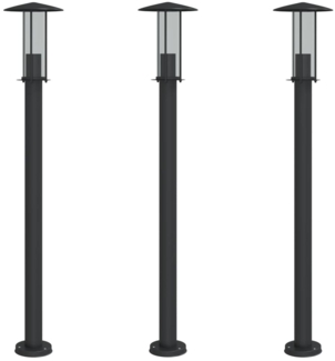 vidaXL Wegeleuchten 3 Stk. Schwarz 100 cm Edelstahl 4006356