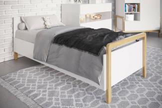 Stylefy Tobot Einzelbett Weiß Eiche