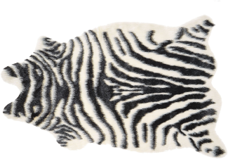 Kunstfell-Teppich Zebra schwarz / weiß 90 cm NAMBUNG