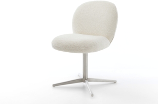 Drehstuhl Nube-Flex Bouclé Weiß Fußkreuz Edelstahl 360° drehbar Taschenfederkern