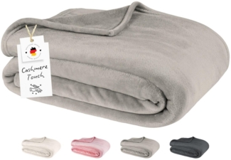 Wohndecke Kuscheldecke Flauschig Fleecedecke 150x200 180x220 Sofa Couch Decke, Carpe Sonno, Super Softe Sofadecke Überwurf Tagesdecke Beige Grau