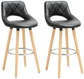2er-Set Barstuhl Tresenhocker Holz Kunstleder schwarz