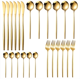 KingLux Besteck-Set 24teilig Essbesteck Set für 6Personen Spiegelpoliert (24-tlg), 6 Personen, Edelstahl
