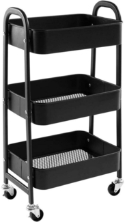 DOEWORKS Rollwagen Metall Küchenwagen 3-Etagen Organizer Schwarz