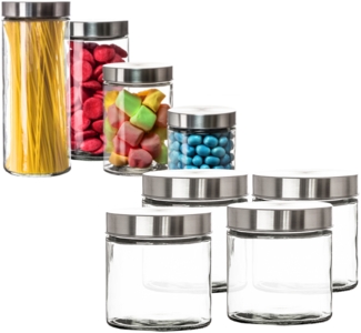 BigDean 4er Set Vorratsgläser 0,85 Liter Glas Schraubglas Lebensmittelglas Edelstahldeckel mit Schraubverschluss 12 x 11 cm