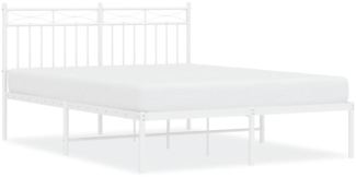 vidaXL Bettgestell mit Kopfteil, Metall, Weiß, 135x190 cm