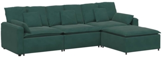 vidaXL Modulares Sofa mit Fußhocker und Kissen Dunkelgrün 3321071